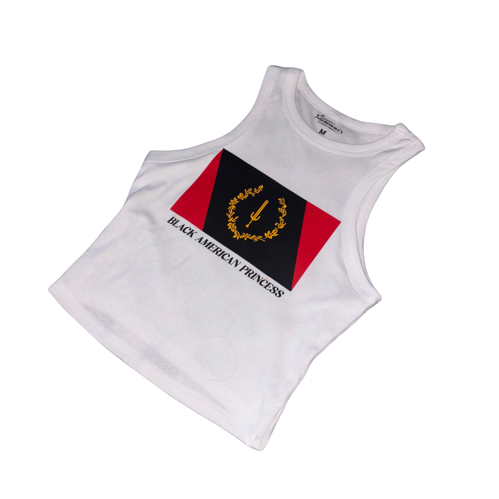 Black American Princess Flag Crop Tank